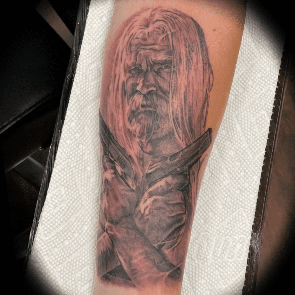 Tattoo portrait of Otis from Devils Rejects